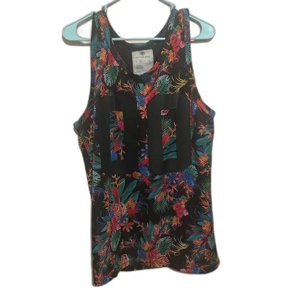 On The Byas Jersey Mens Small Multicolor Tropical Print Sleeveless Mesh Tank - Picture 2 of 4